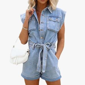 Flawless Distressed Blue Denim Jumpsuit